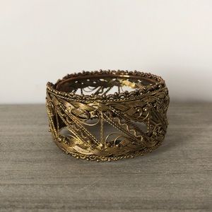 Ornate brass cuff bracelet
